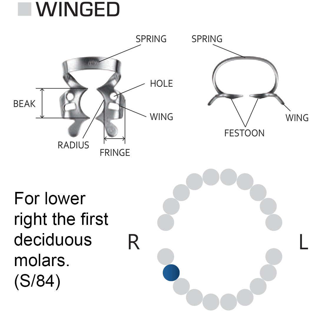 Clamp dental #84 dientes temporales / pediátricos