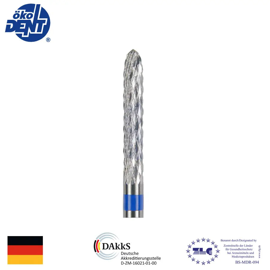 Fresón de carburo tungsteno, corte standard, cilíndrico extremo en punta, pieza de mano