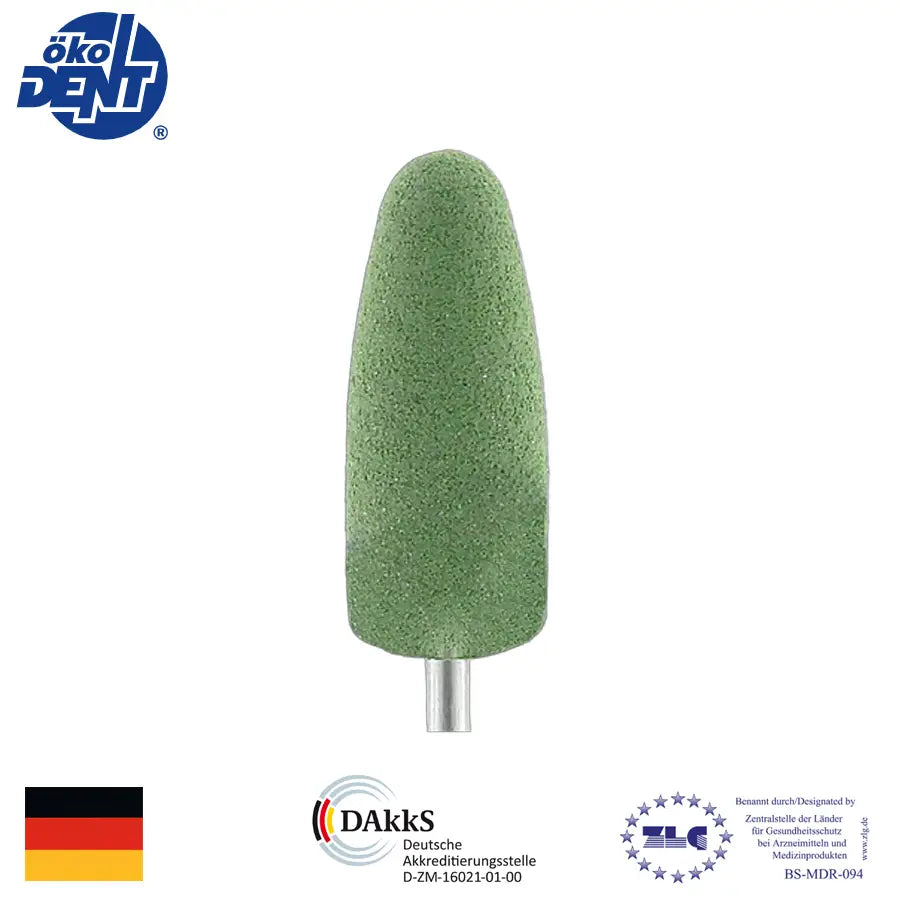 Gomas de Pulido para Acrílicos. Pieza de mano, bala, grano grueso. Big Green. Odontología