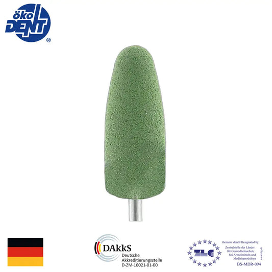 Gomas de Pulido para Acrílicos. Pieza de mano, bala, grano grueso. Big Green. Odontología