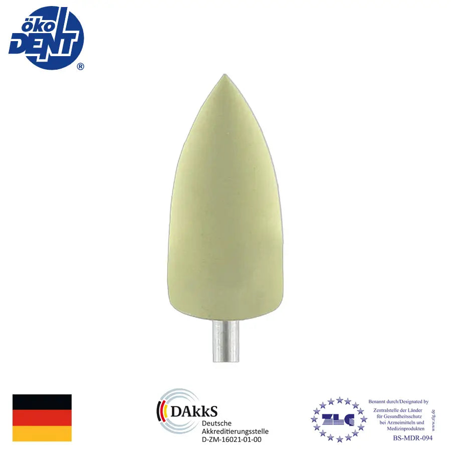 Gomas de Pulido para Acrílicos, pieza de mano, llama, grano fino. Big Yellow. Odontología